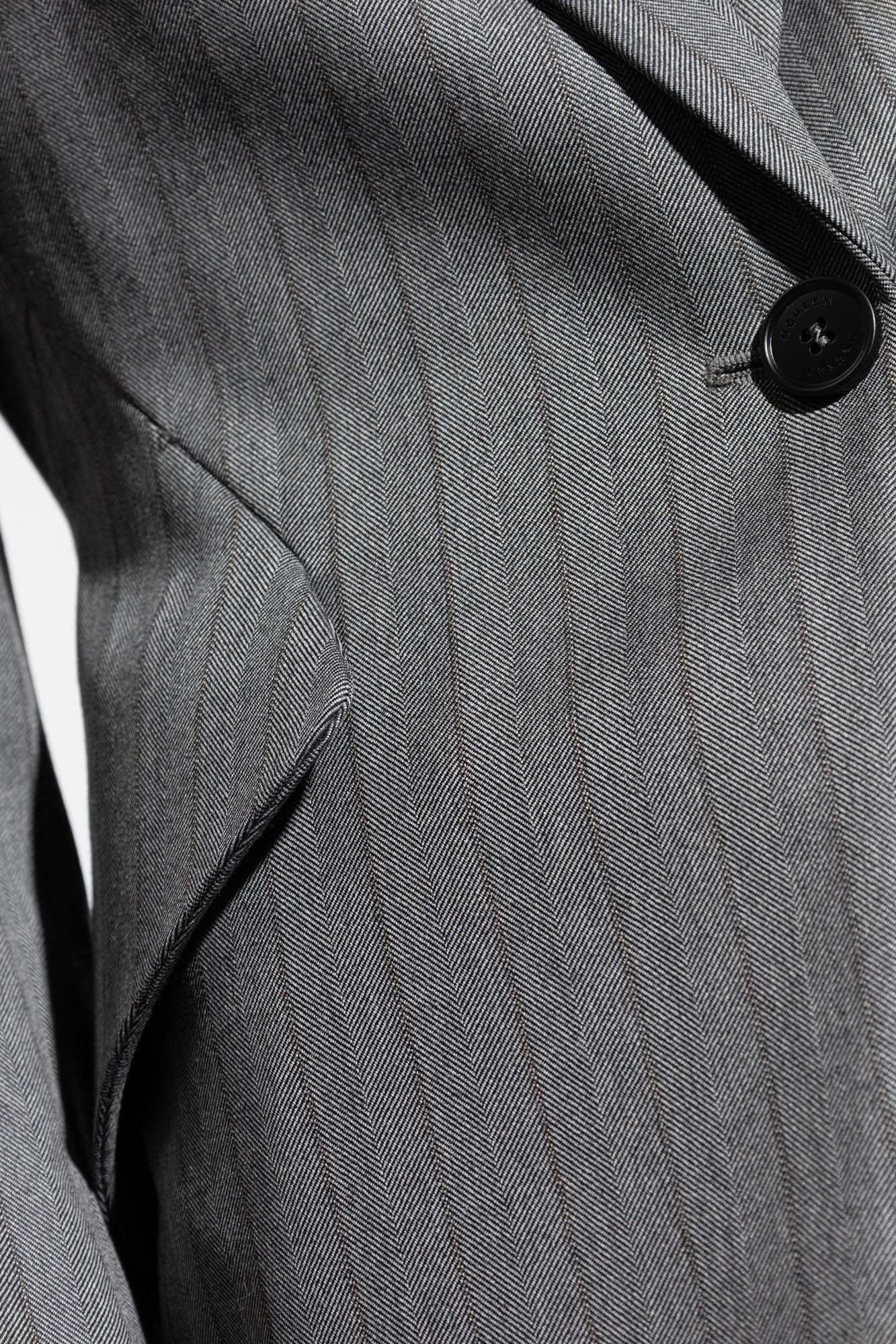 Alexander McQueen グレー テーラードジャケット サイズ48 Alexander Mcqueen Herringbone Single-Breasted Jacket|839134QJAFE1121